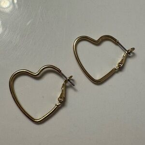 Costume Gold Heart Hoop Earrings